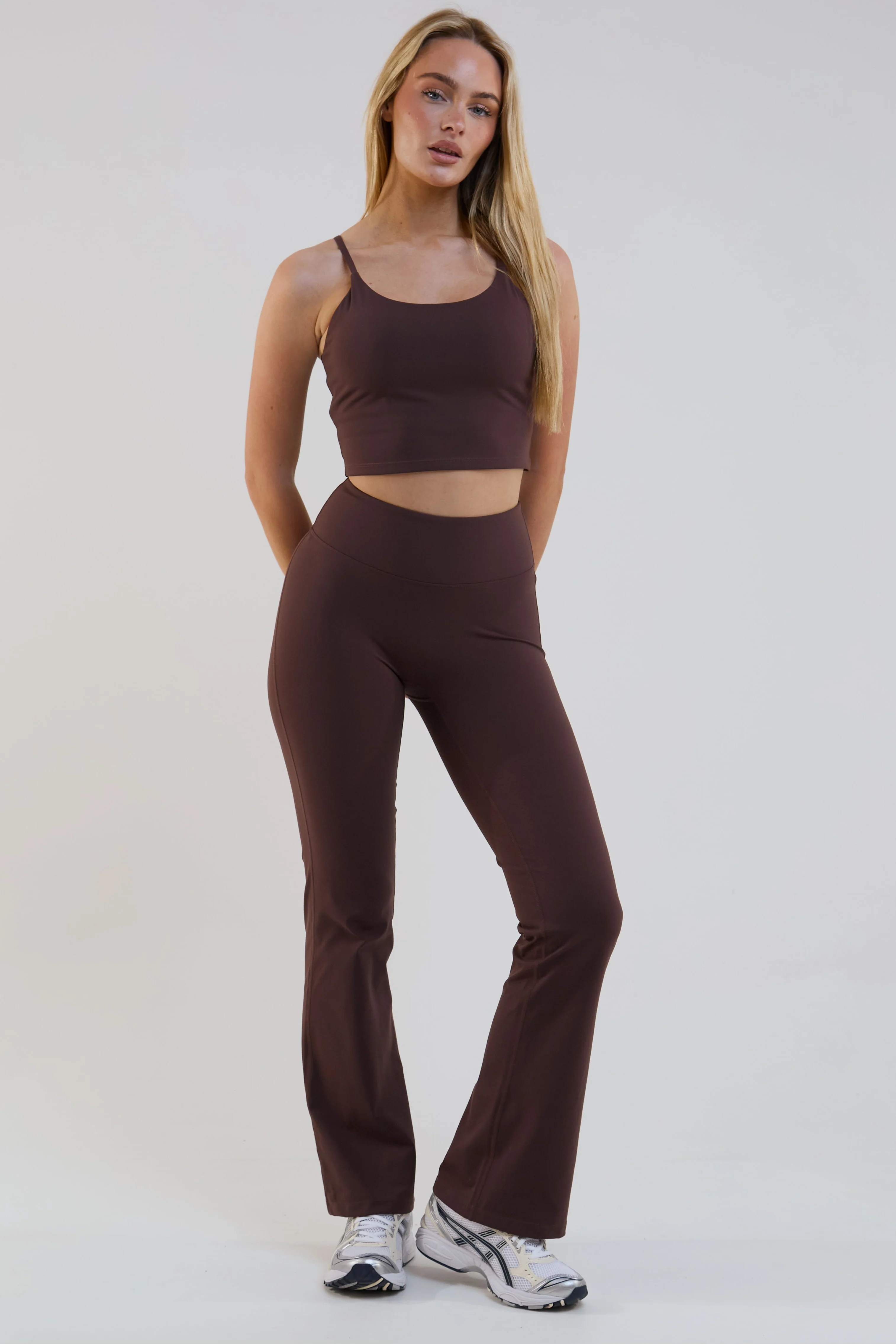 Kairo High-Waisted Flared Leggings - Coffee - Image 3